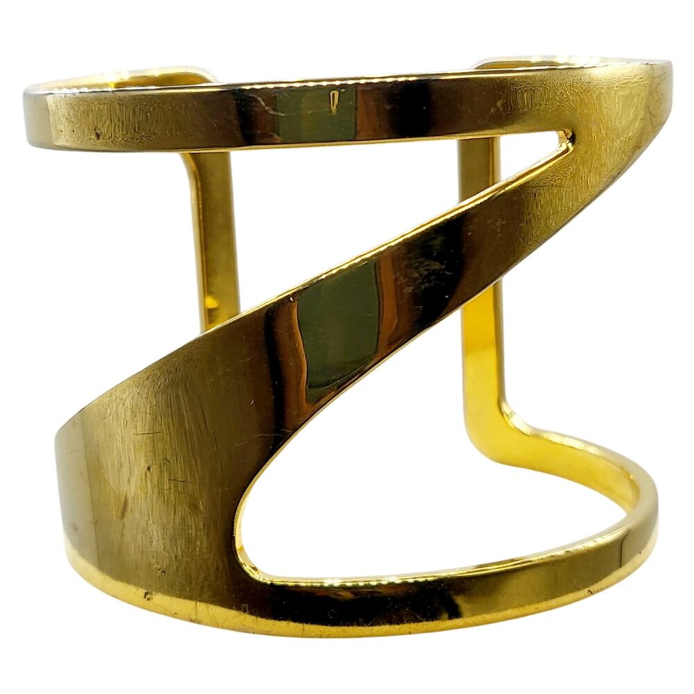 Vince Camuto Asymmetrical Gold Tone Wide Cut-Out Metal Cuff Women's Bracelet